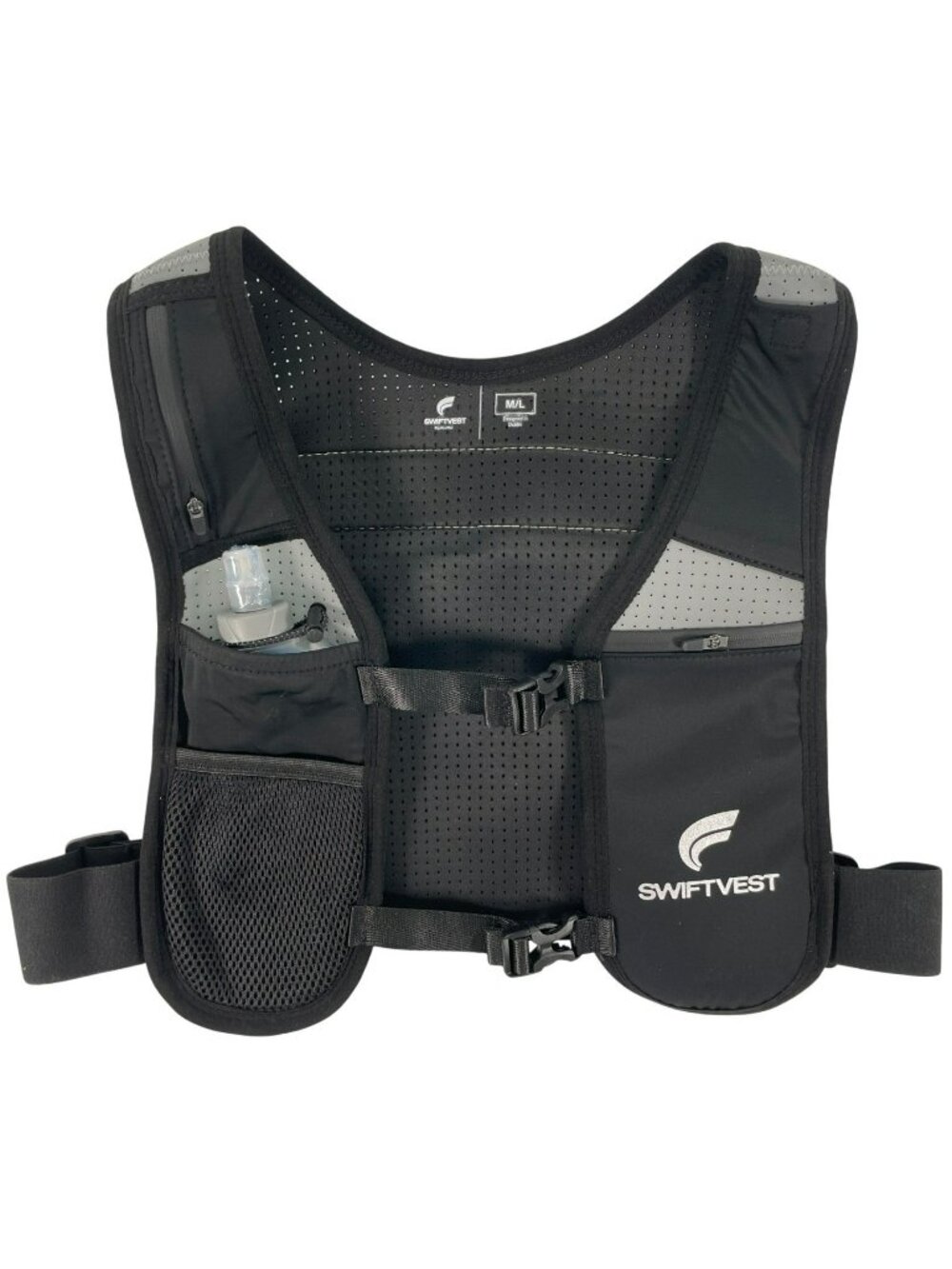 SwiftVest Reflective Running Vest With Storage Pockets M/L Black & Gray NWOT